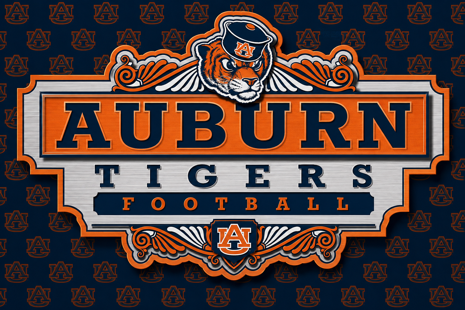 Auburn Tigers Football Tiger Sign-Style Wall Art