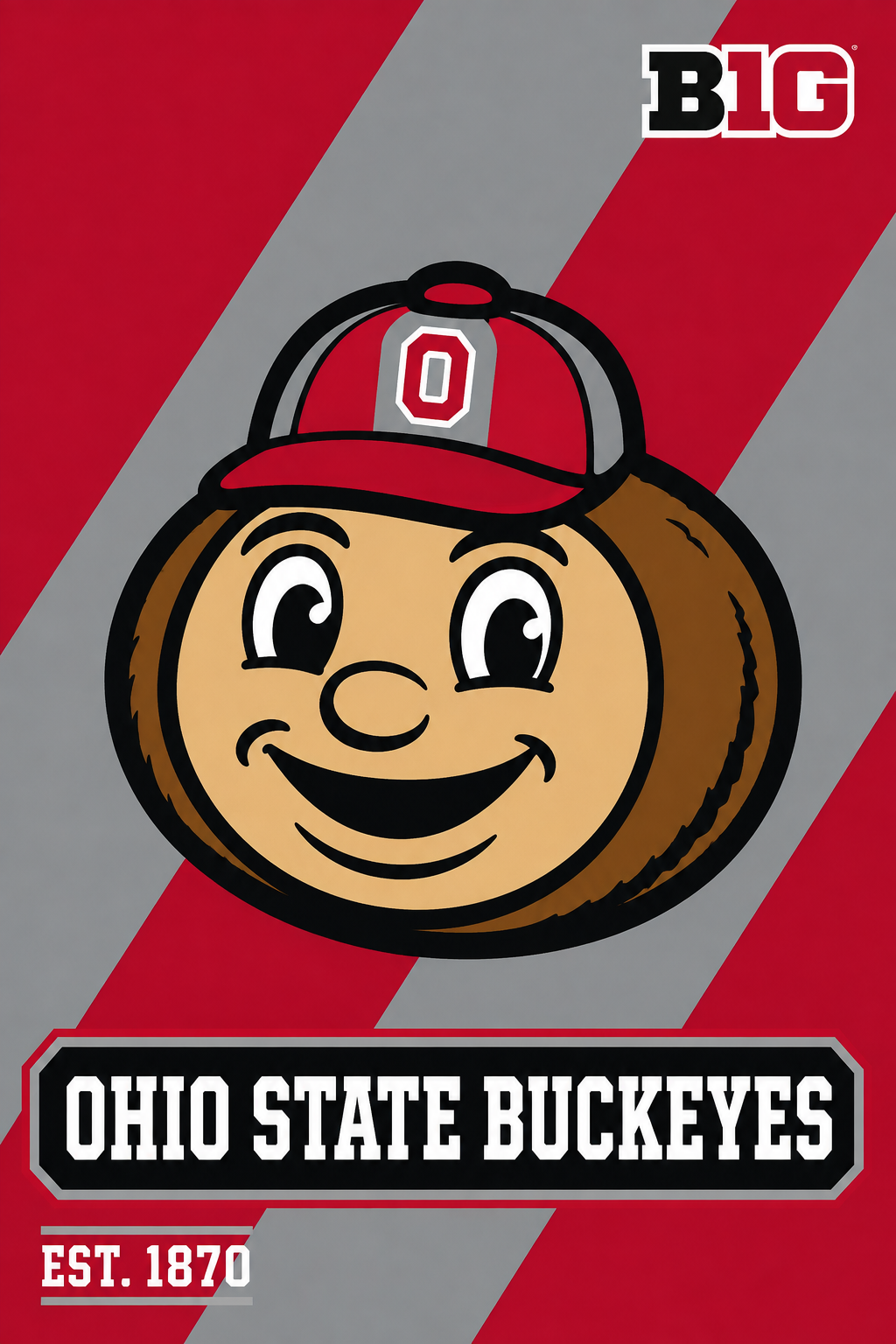 Ohio State Buckeyes Cartoon Helmet Wall Art