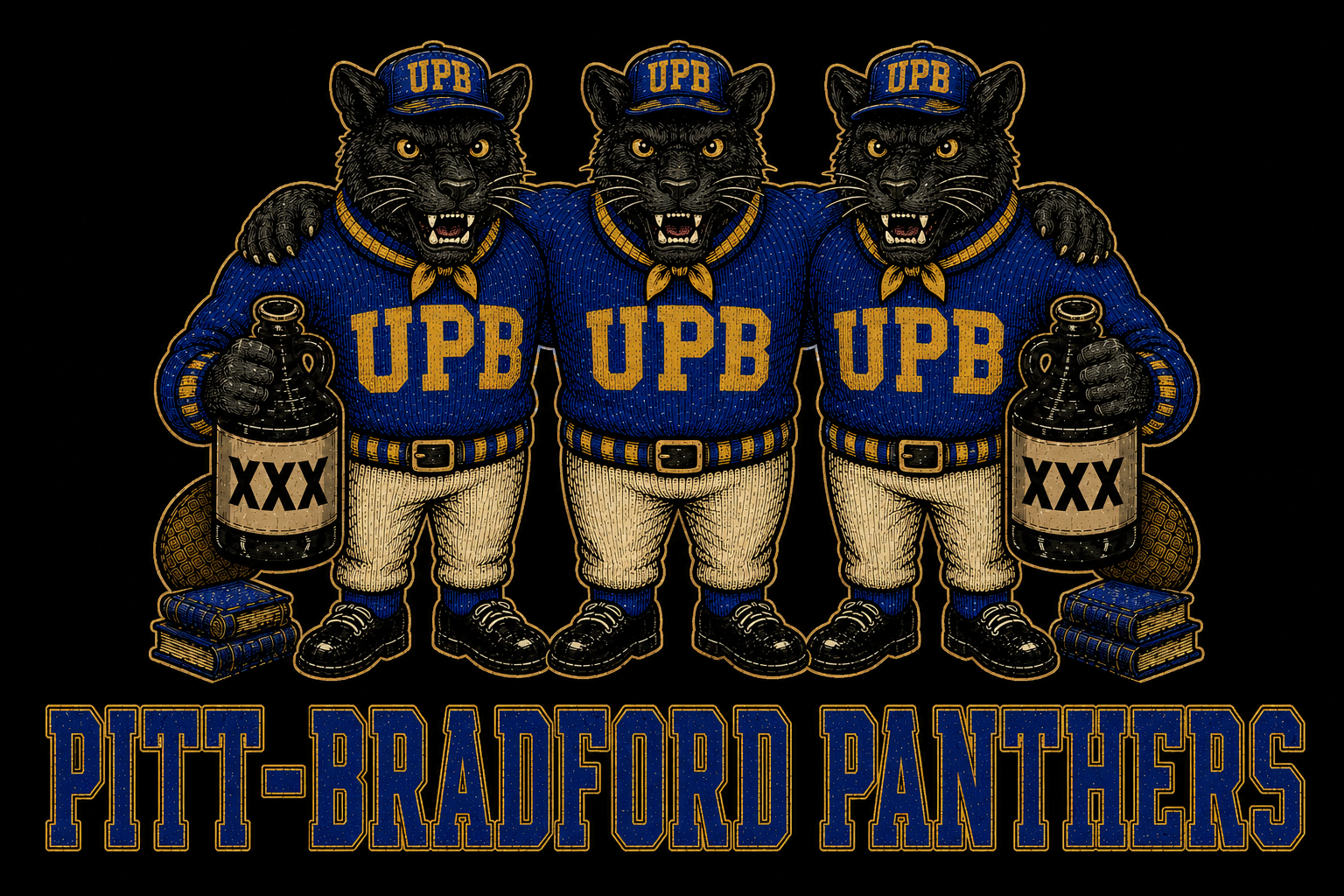Pitt-Bradford Panthers Three Panther Graphic