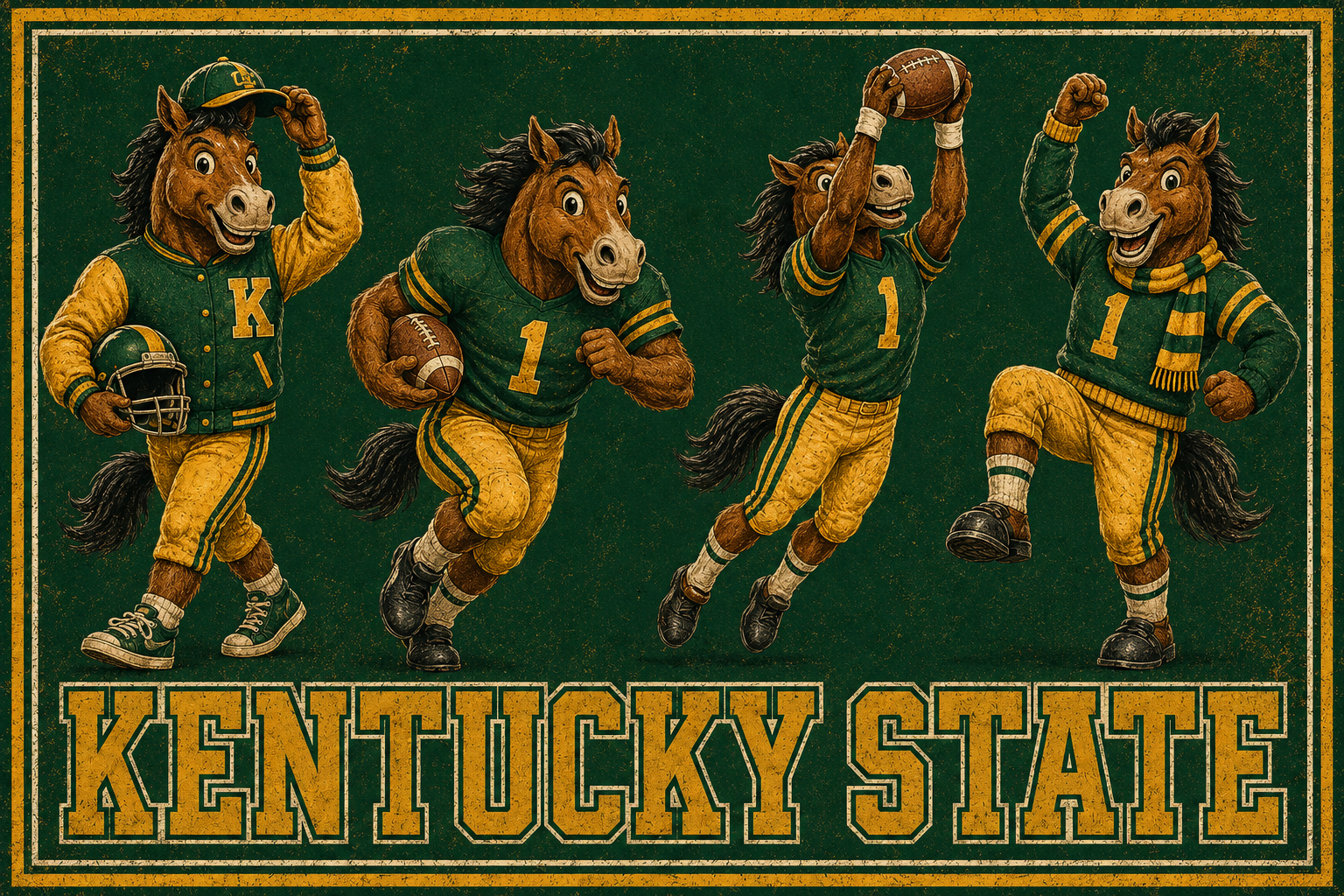 Kentucky State College Football Horses Vintage-Style Wall Art 12x8in Metal Sign