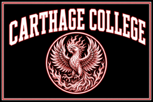 Carthage College Phoenix Black, White and Red Wall Art