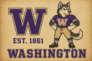 Vintage-Style Washington Husky W Graphic Wall Art