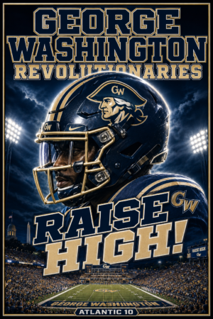 George Washington Revolutionaries Raise High Football Poster