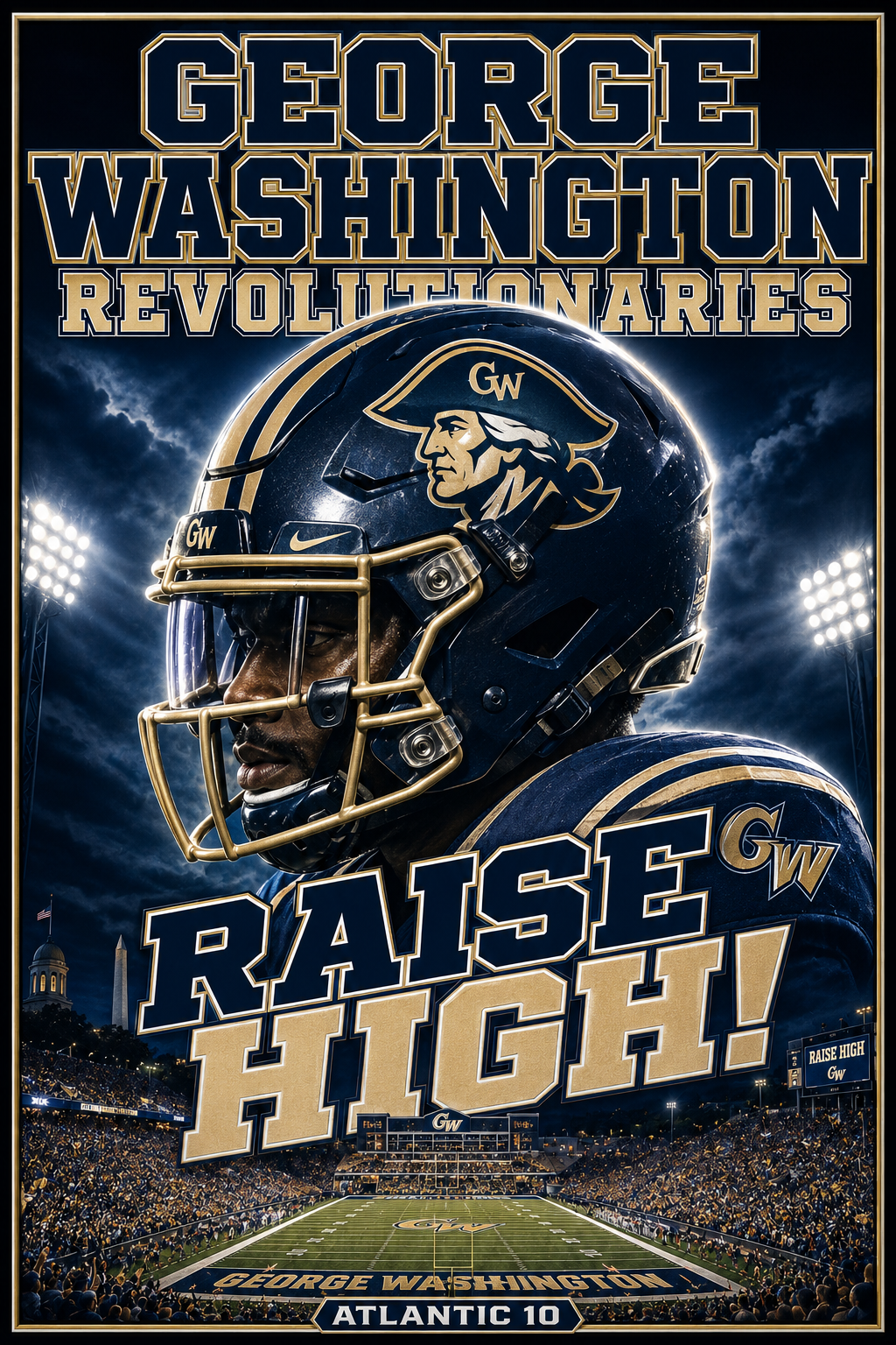George Washington Revolutionaries Raise High Football Poster