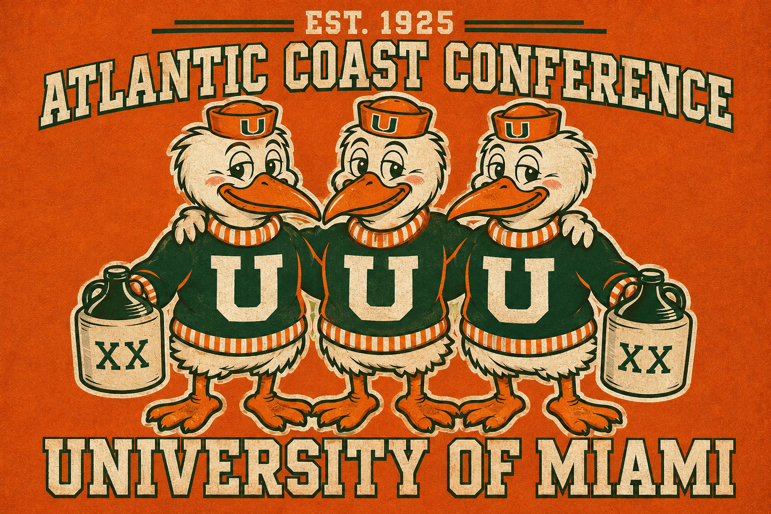 University of Miami Atlantic Coast Conference Bird Wall Art