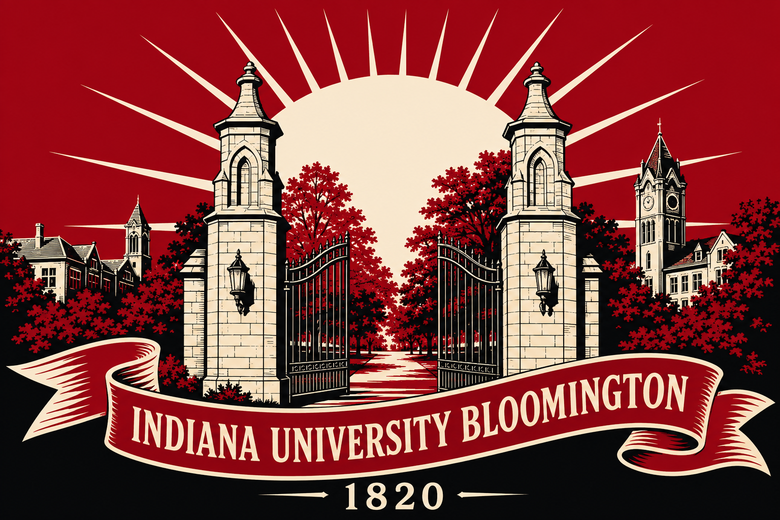 Indiana University Bloomington 1820 Campus Gate Wall Art