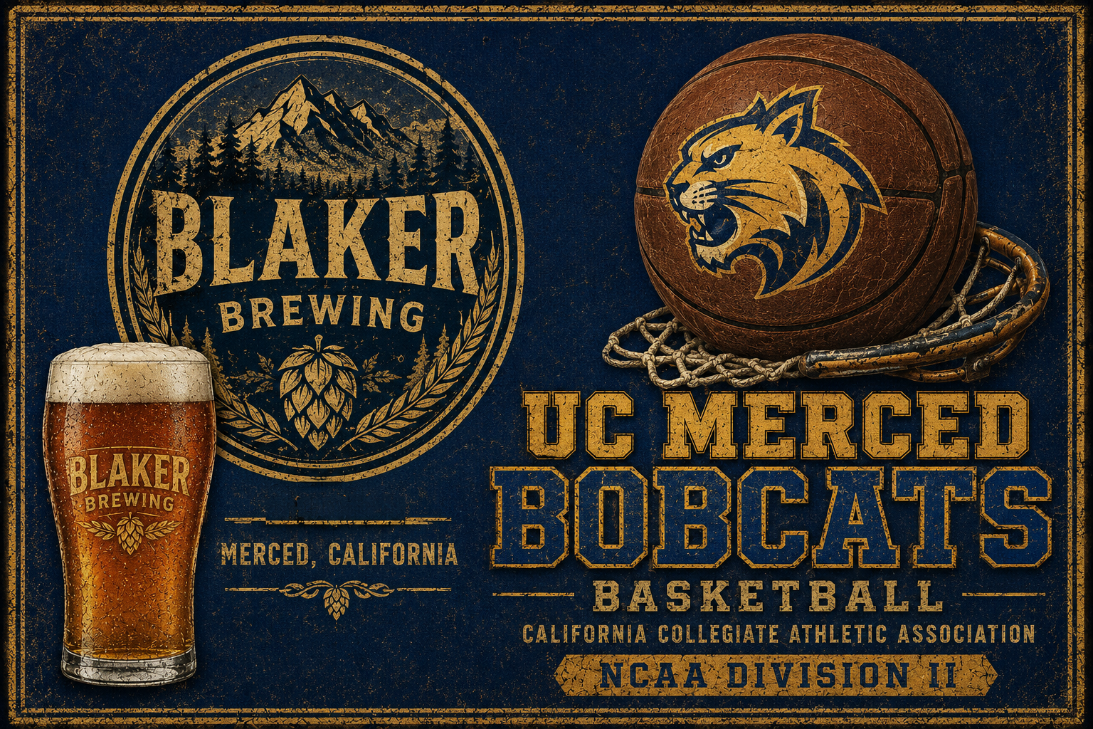 UC Merced Bobcats Basketball Brewery-Themed Wall Art