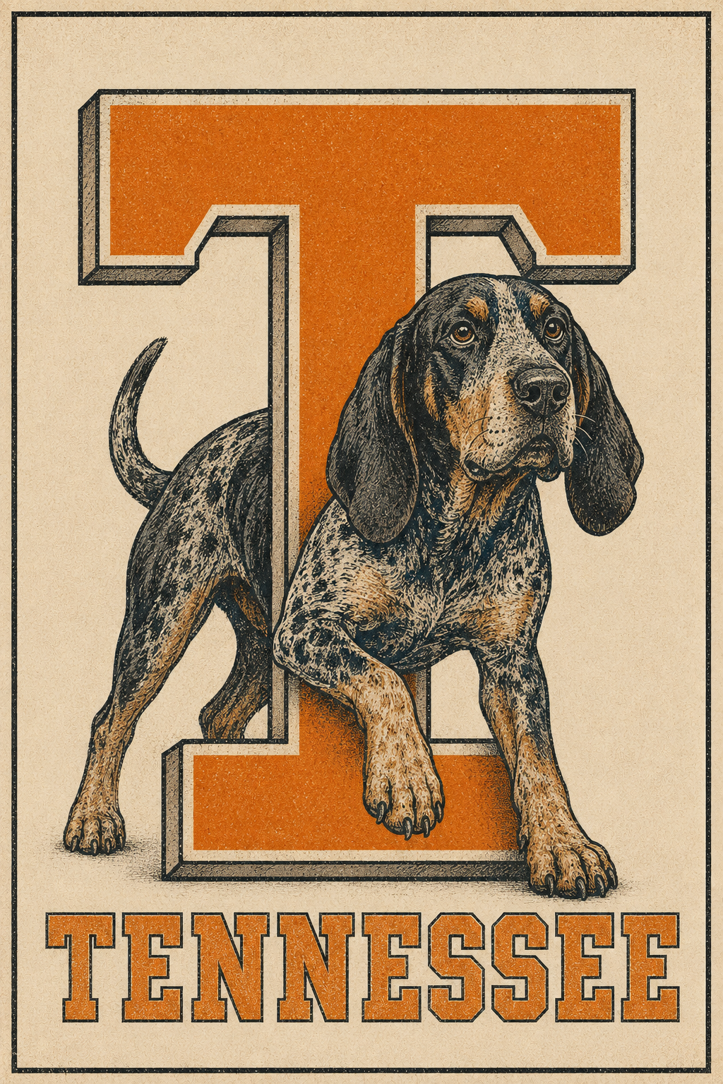 Tennessee Hound Dog Vintage-Style Wall Art