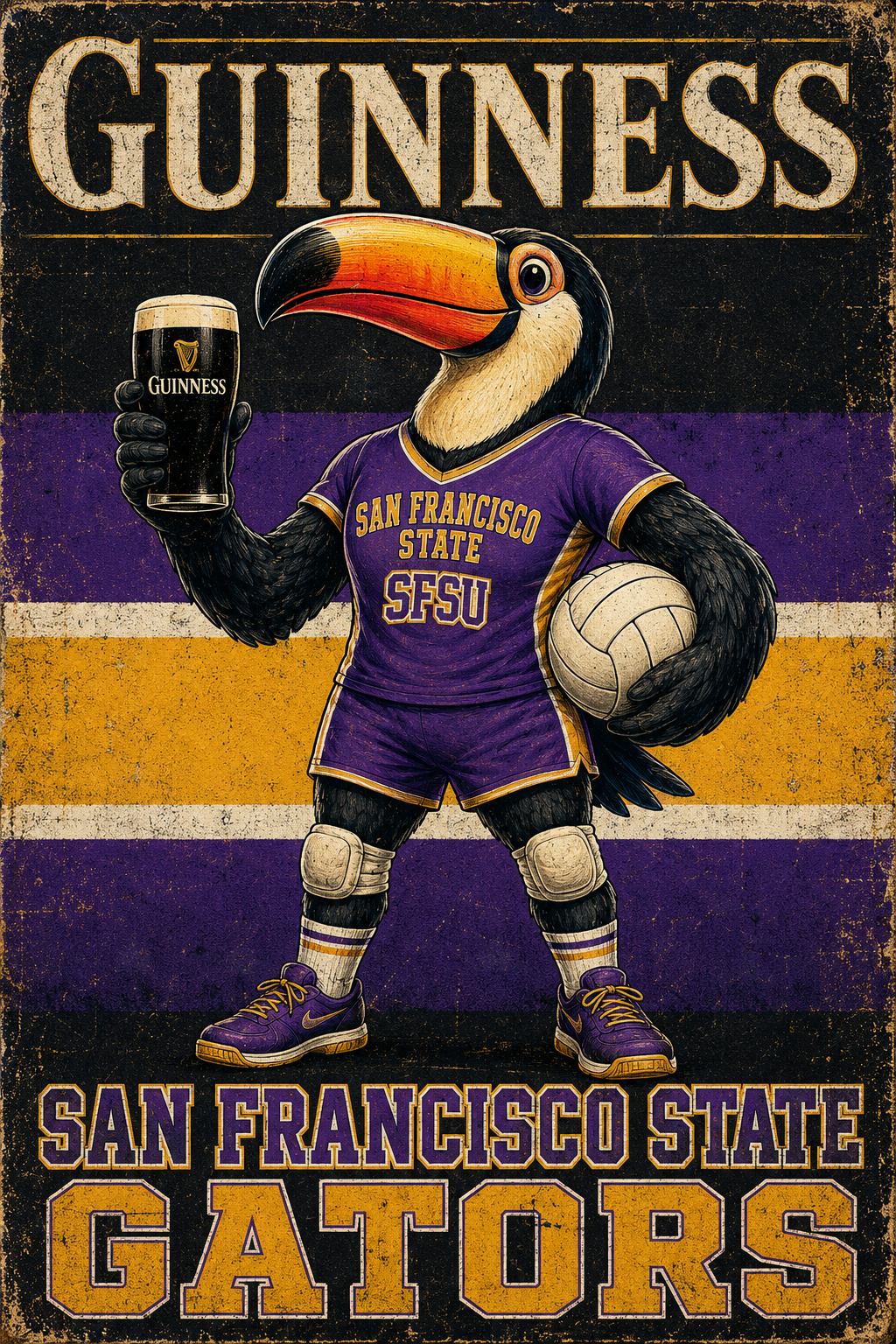 Guinness Toucan San Francisco State Gators Vintage-Style Wall Art