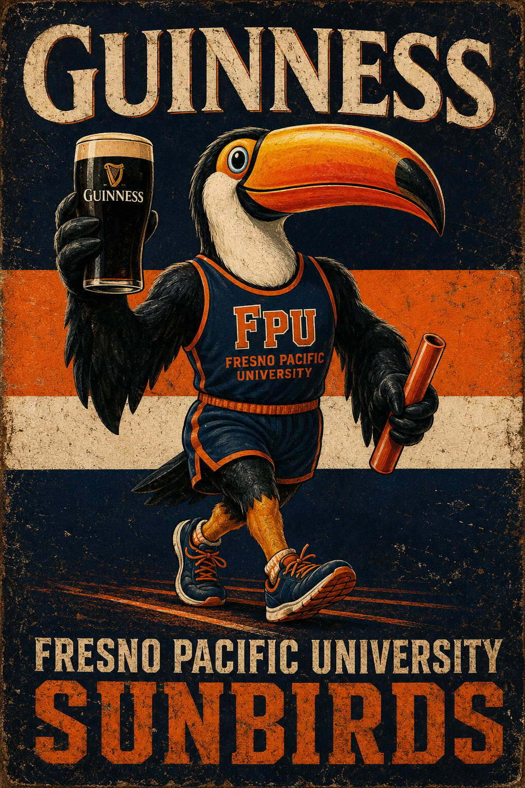 Fresno Pacific Sunbirds Toucan Vintage-Style Wall Art