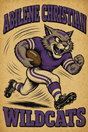Abilene Christian Wildcats Football Cat Wall Art