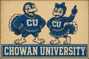 Chowan University Blue Turkey Mascot Vintage-Style Wall Art
