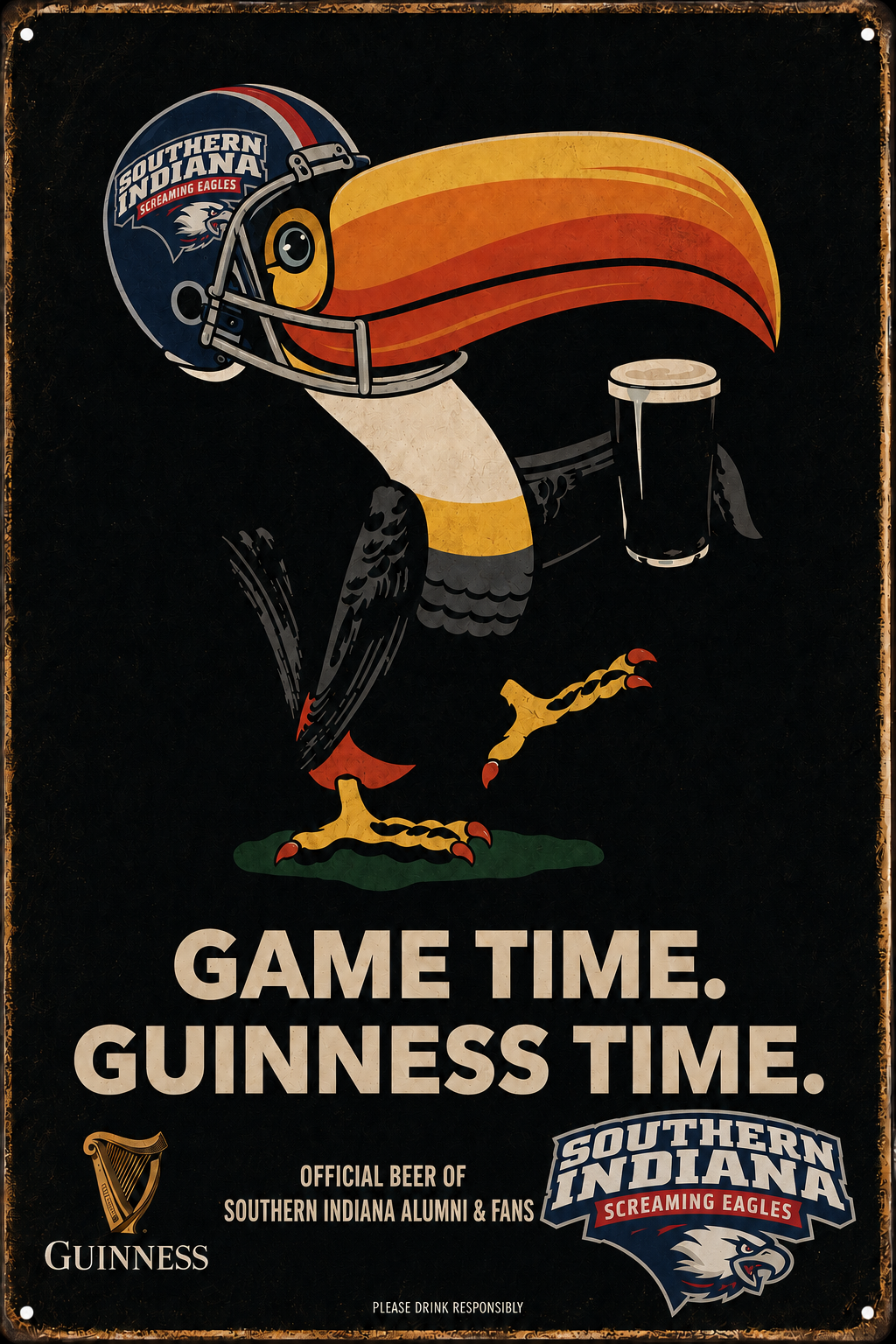 Guinness Game Time Southern Indiana Screaming Eagles Wall Sign