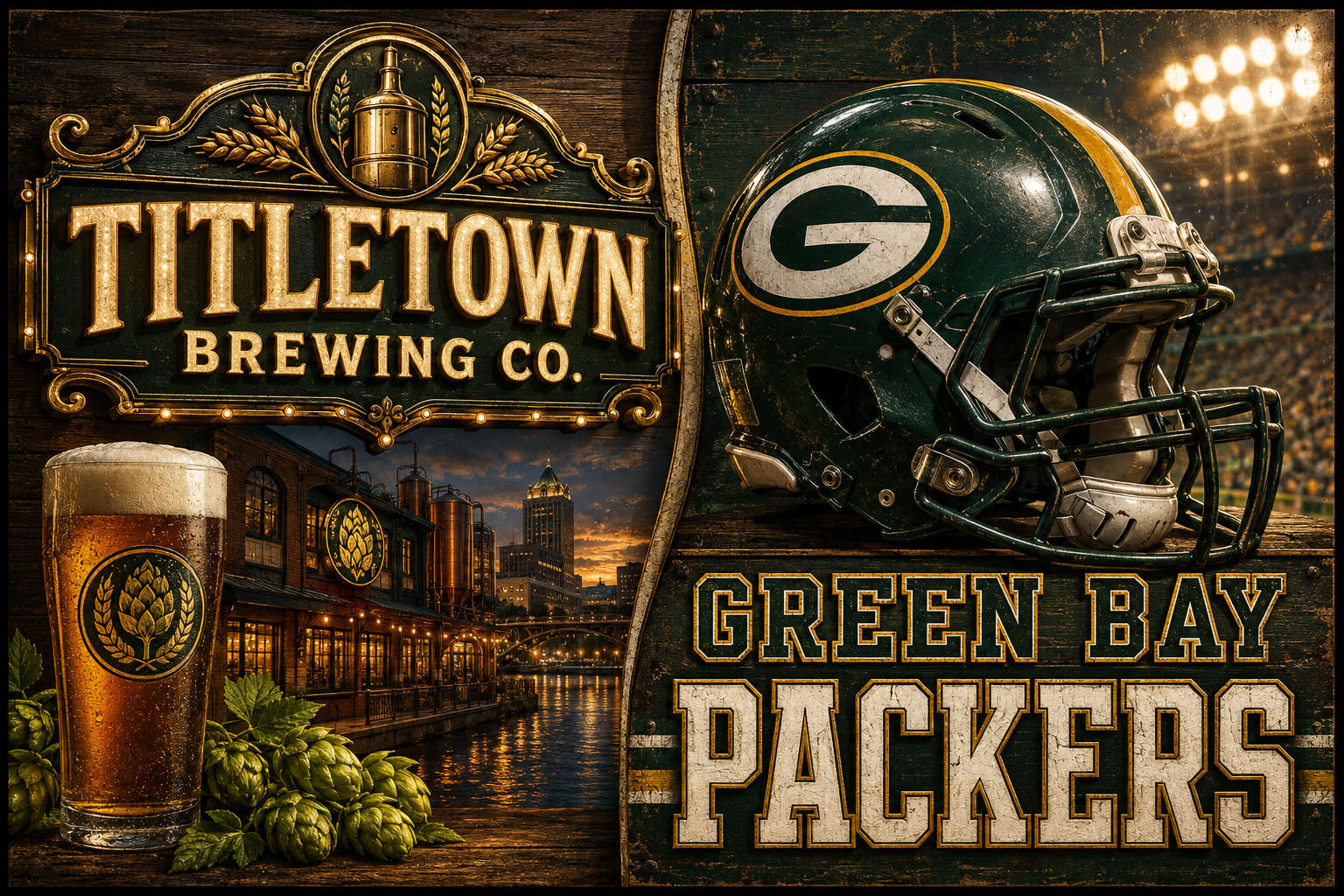 Titletown Brewing Co. & Green Bay Packers Themed Wall Art