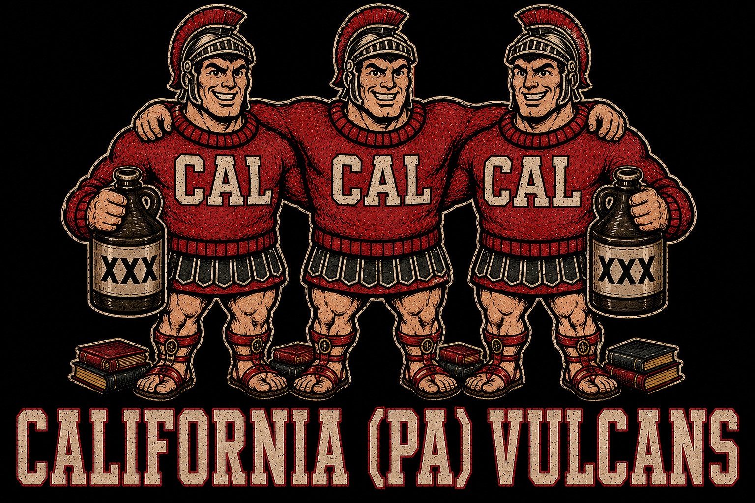 California Poly Vulcans Three Roman Figures Graphic