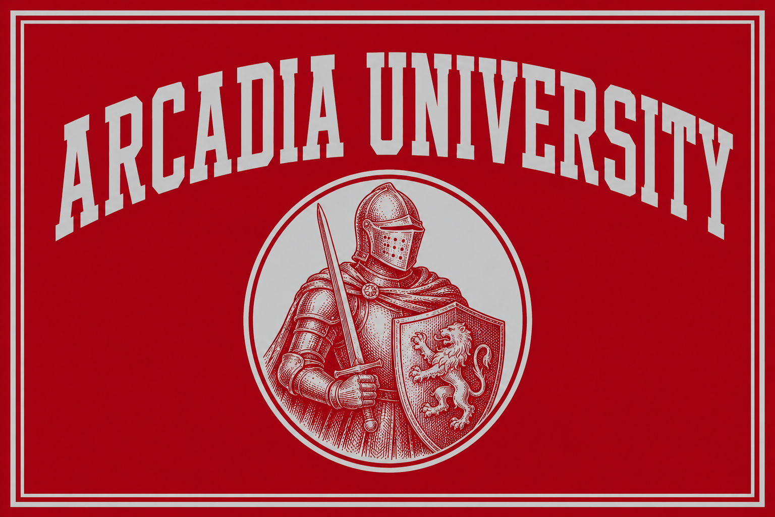 Arcadia University Knight and Lion Red Wall Art