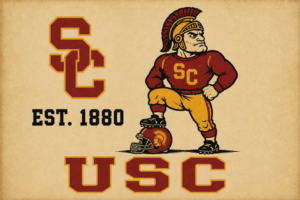 Vintage-Style USC Trojan Football Wall Art Print
