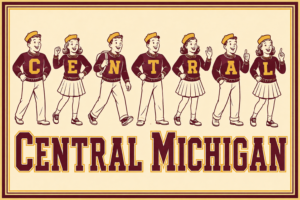 Central Michigan Retro Cartoon Typography Wall Art