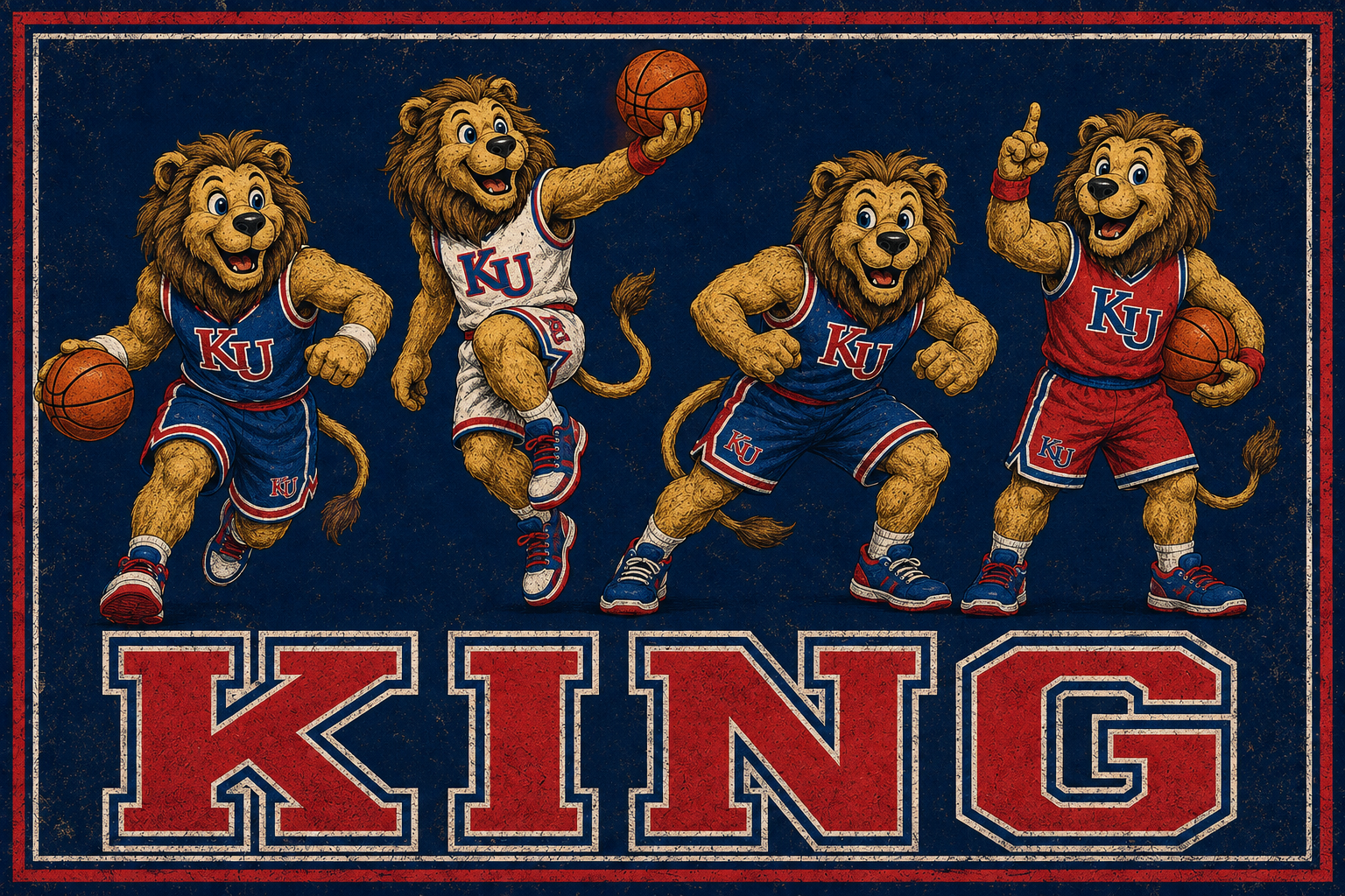 KU Basketball Lions Vintage-Style Wall Art