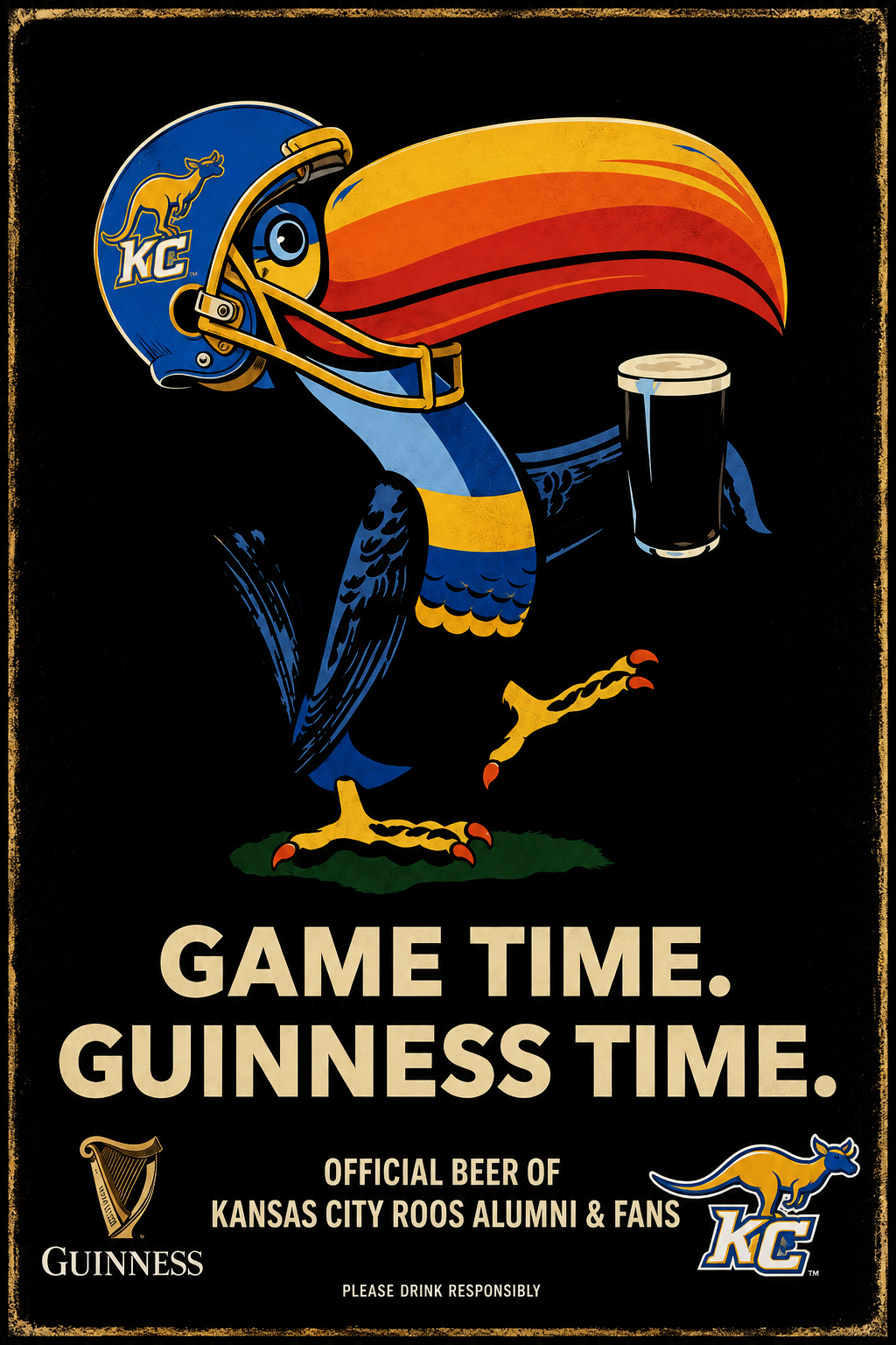 Kansas City Roos Game Time Guinness Kangaroo Wall Art