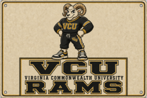 VCU Rams Mascot Black and Gold Decorative Wall Sign
