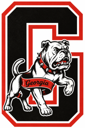 Georgia Bulldog Red, Black & White Graphic Wall Art