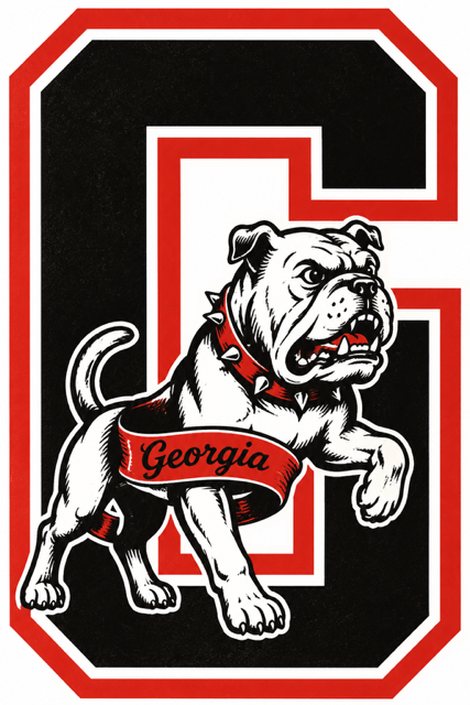 Georgia Bulldog Red, Black & White Graphic Wall Art