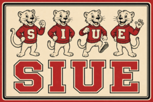 Retro Cartoon Tigers SIUE Lettering Wall Art