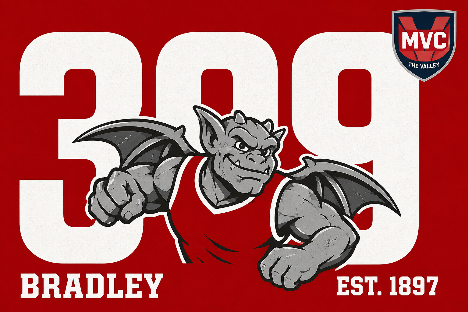 Bradley Bat Mascot 300 Red Wall Art
