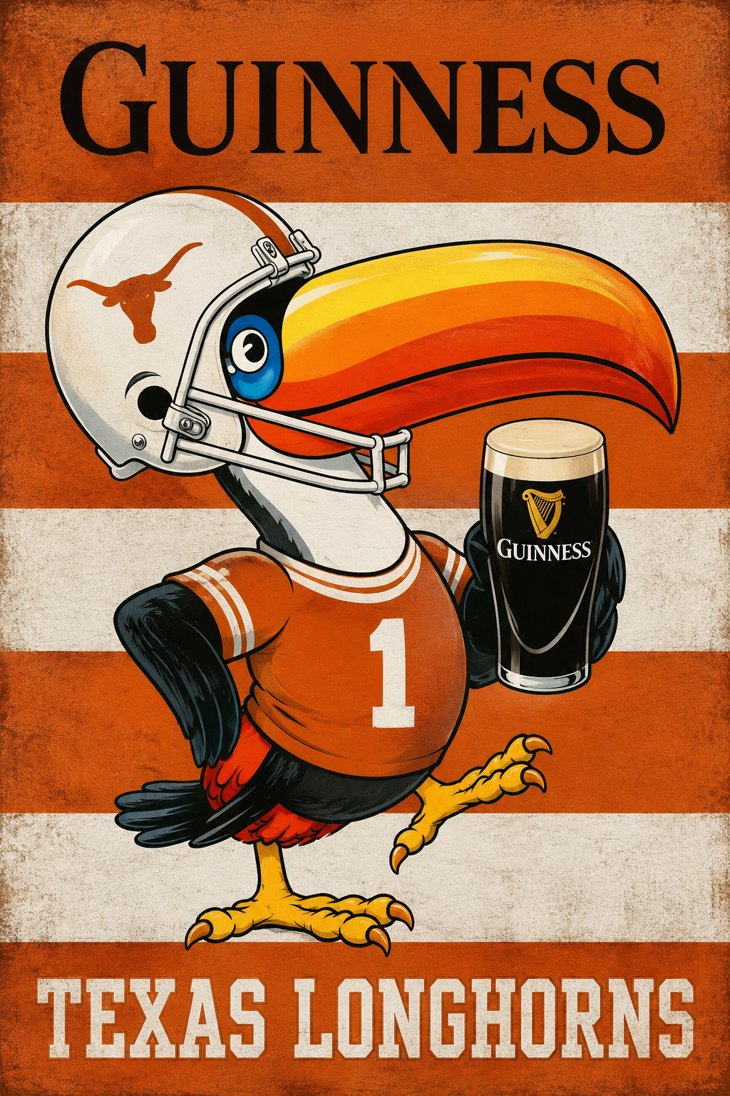 Vintage-Style Guinness Texas Longhorn Football Wall Art