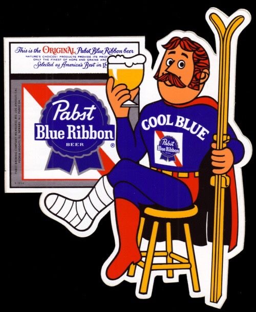 Pabst Blue Ribbon Cool Blue Cartoon Beer Graphic