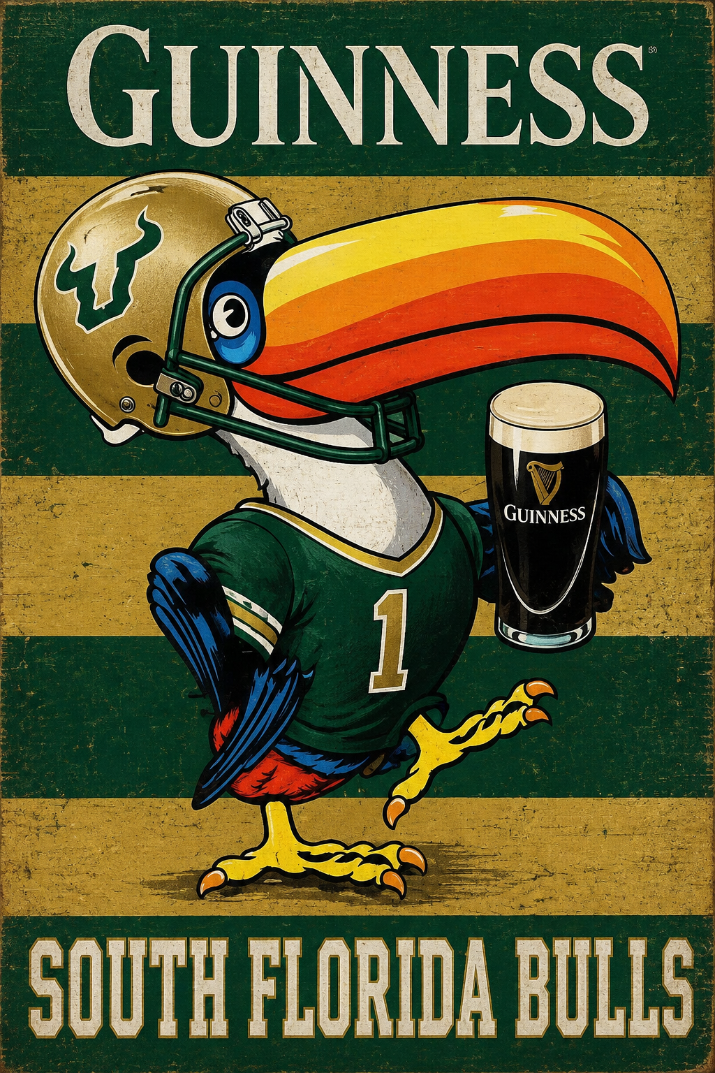 Guinness South Florida Bulls Vintage-Style Football Wall Art