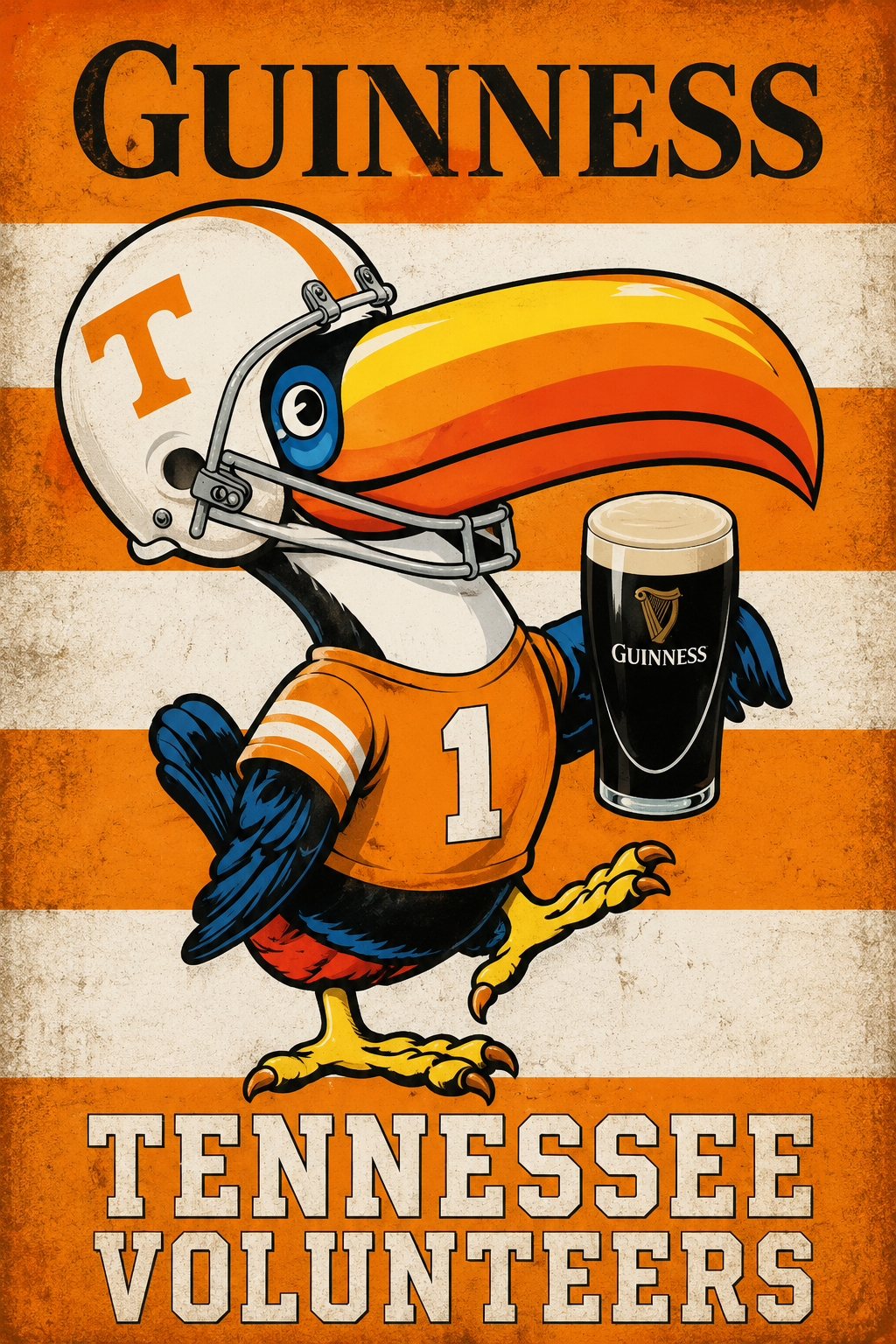 Guinness Tennessee Volunteers Football Bird Wall Art