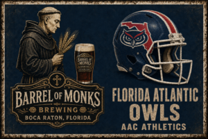 Barrel of Monks Florida Atlantic Owls Vintage Style Poster