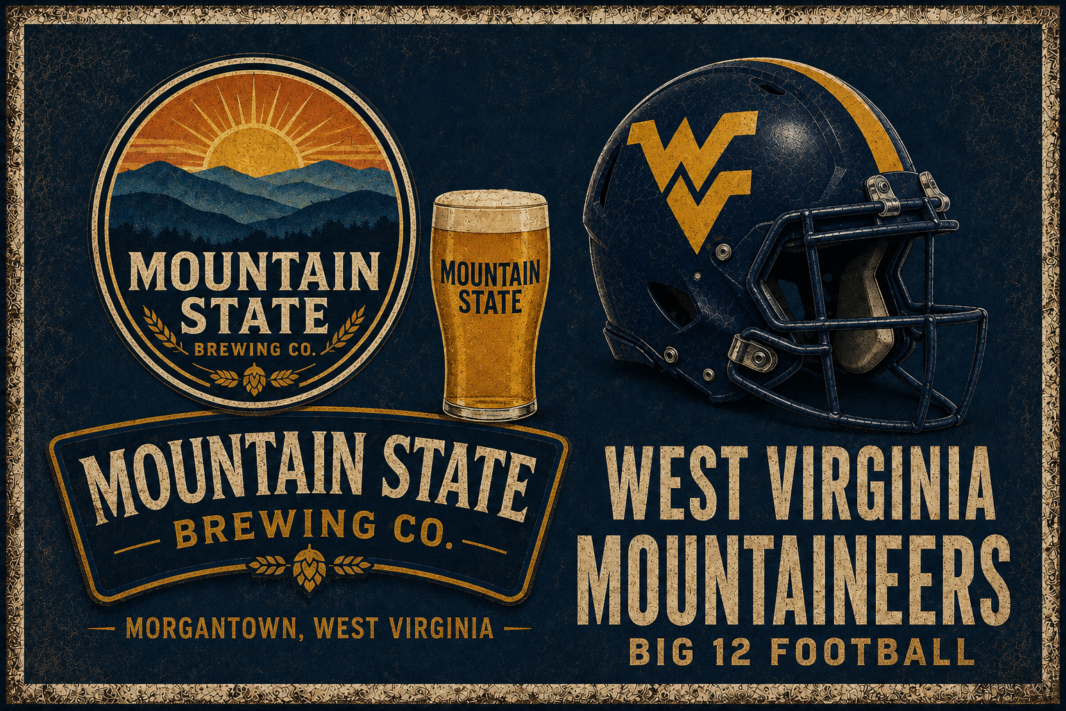West Virginia Mountaineers Big 12 Football Brewing Co. Wall Art