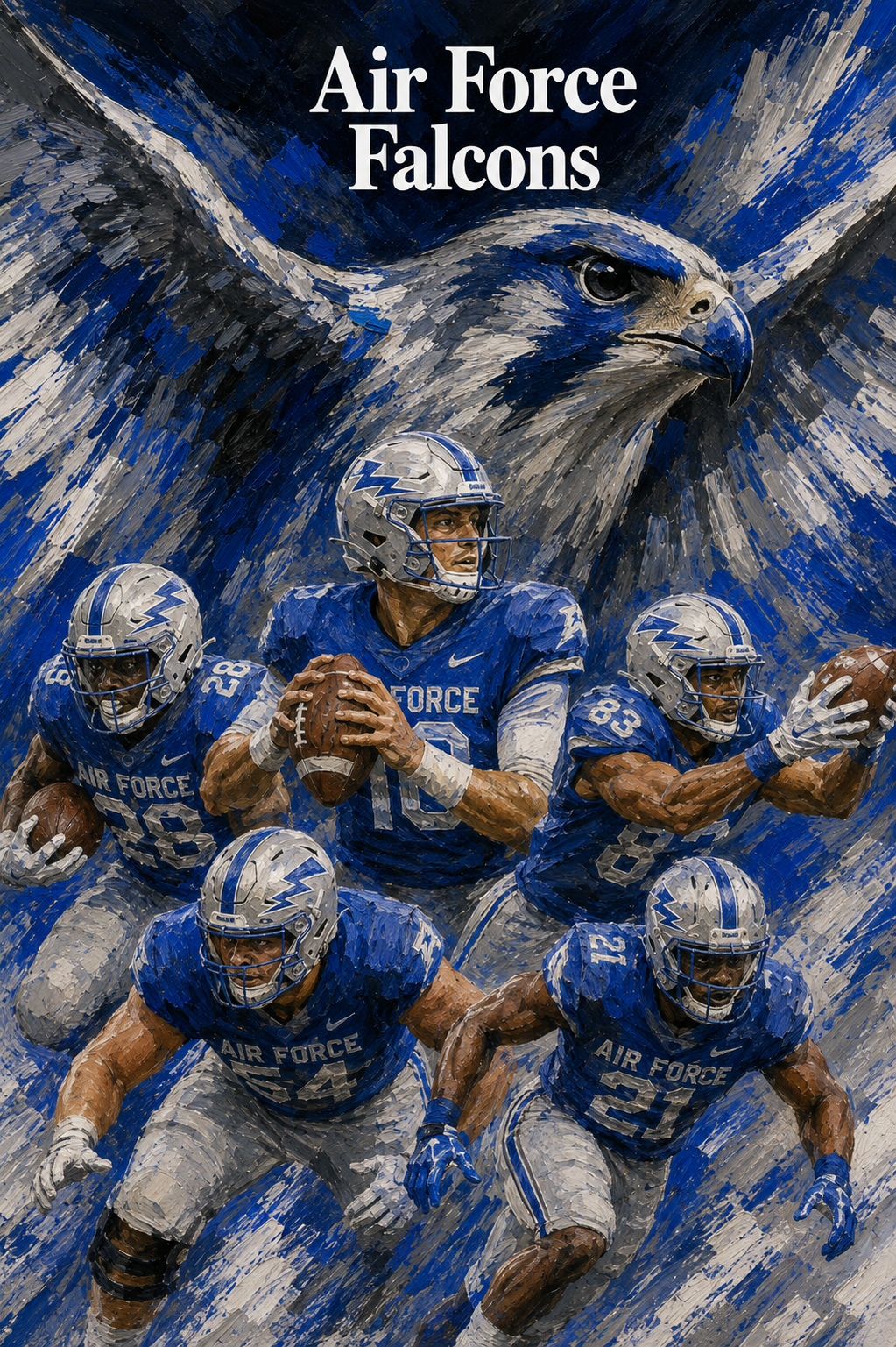 Air Force Falcons Eagle and Football Players Wall Art