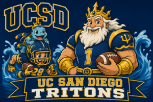 UC San Diego Tritons Navy & Gold Football Illustration