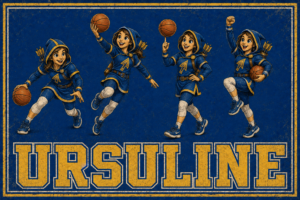 Ursuline Basketball Team Cartoon Wall Art