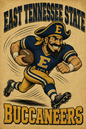 East Tennessee State Buccaneers Vintage Football Wall Art