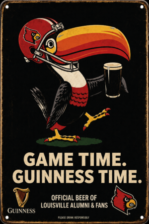 Game Time Guinness Louisville Football Cardinal Wall Sign