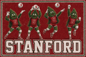 Stanford Tree Football Mascots Distressed Wall Art Design