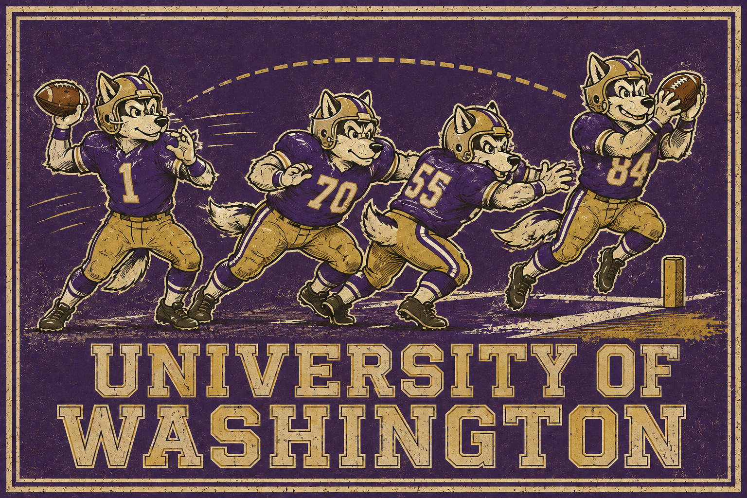 University of Washington Huskies Football Vintage-Style Wall Art