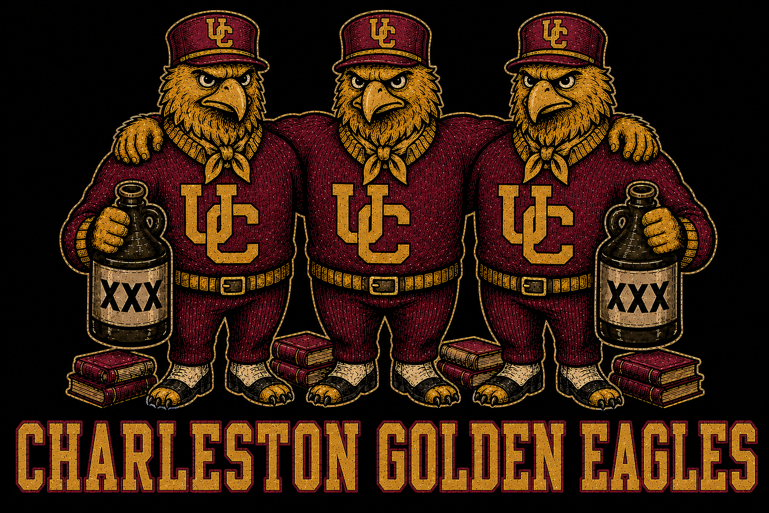 Charleston Golden Eagles Three Eagle Graphic Print