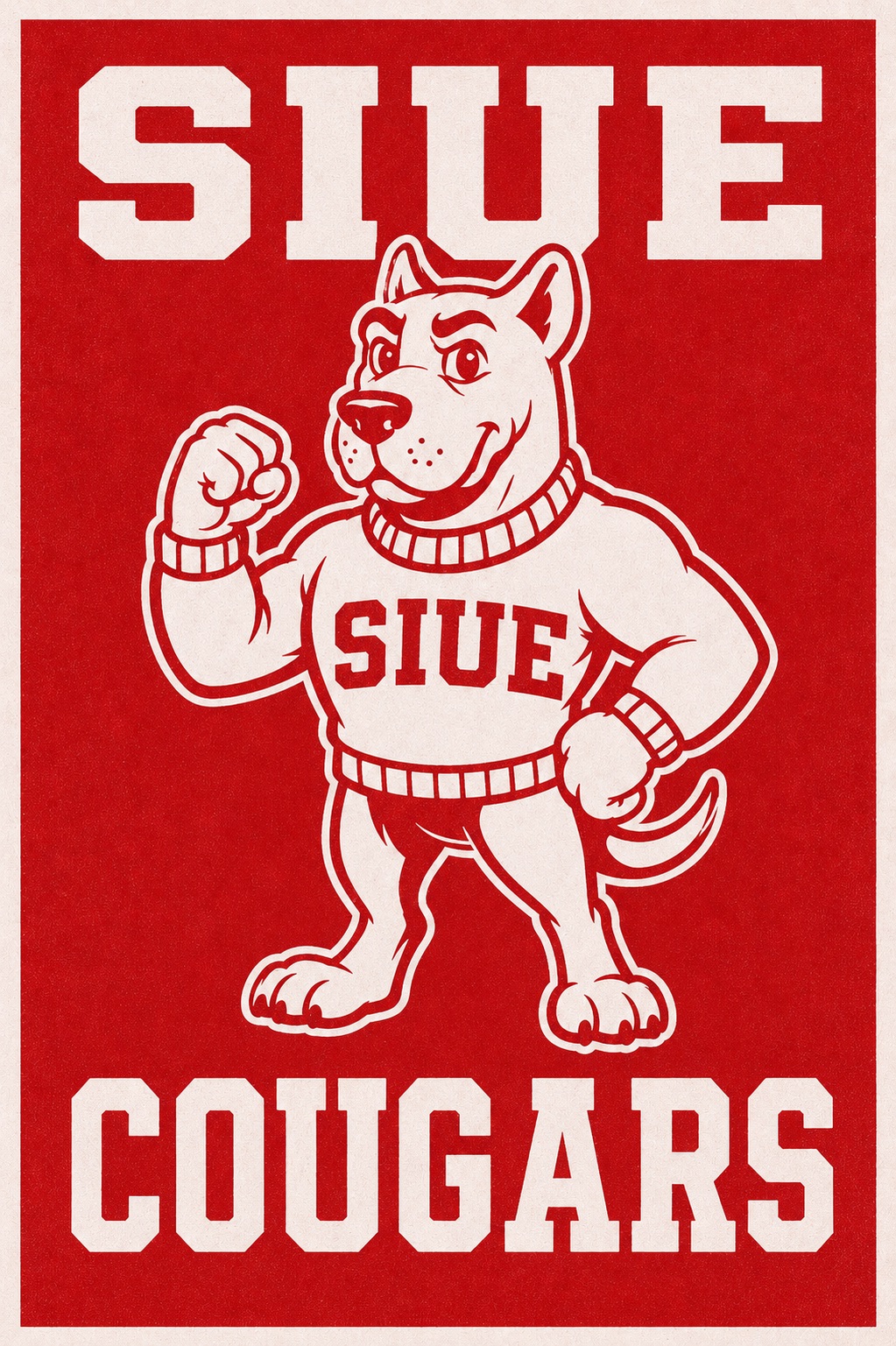 SIUE Cougars Bulldog Mascot Red Athletic Wall Art