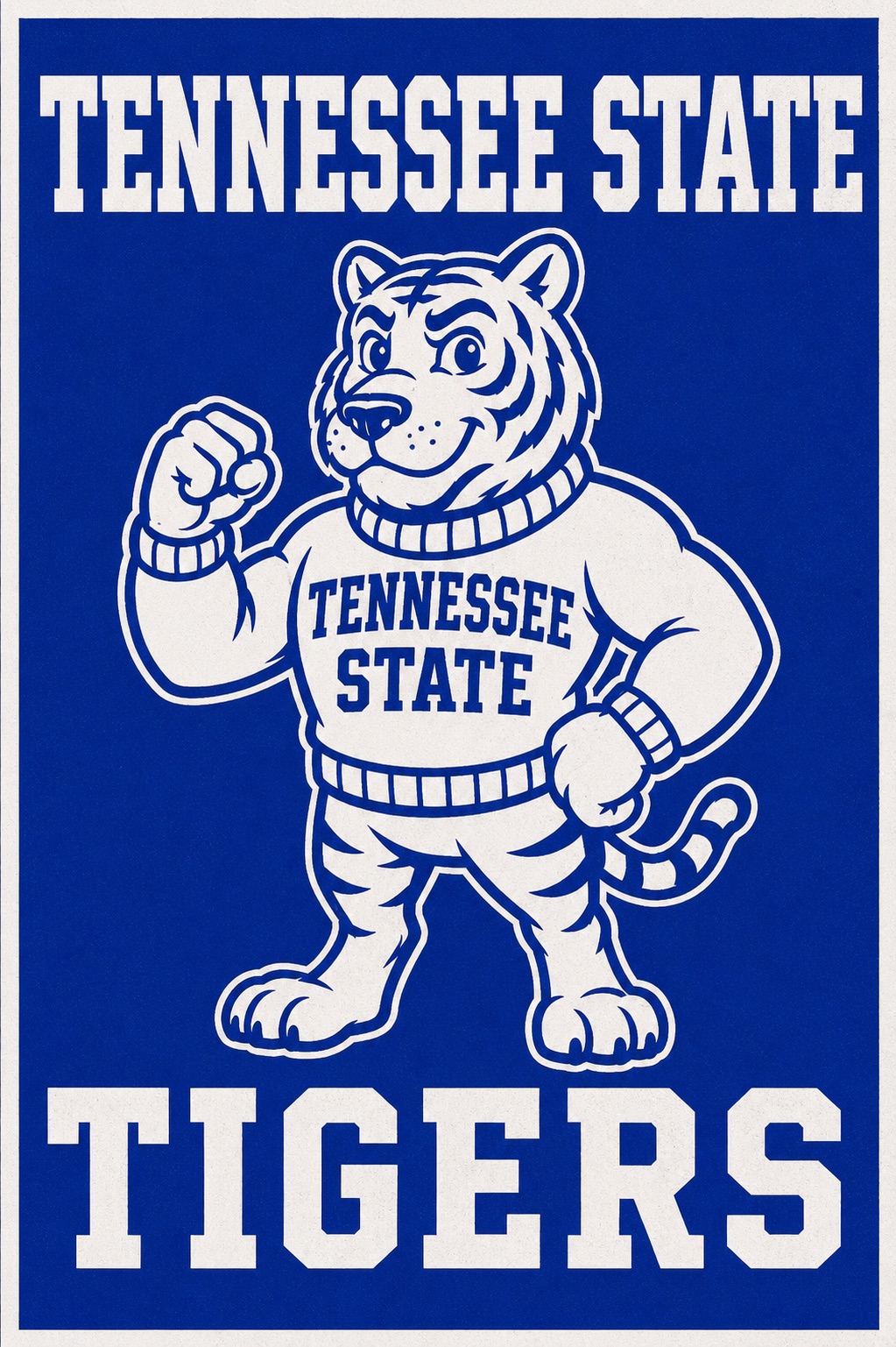 Tennessee State Tigers Blue and White Tiger Wall Art