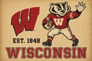 Wisconsin Badger Mascot Vintage-Style Wall Art