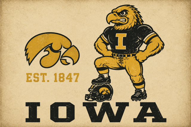 Vintage-Style Iowa Eagle Mascot Wall Art