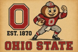 Retro Ohio State Football Mascot Wall Art Print