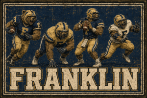 Franklin Football Bear Players Vintage-Style Wall Art Print