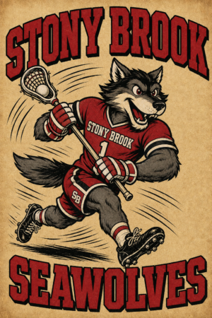 Stony Brook Seawolves Wolf Lacrosse Wall Art